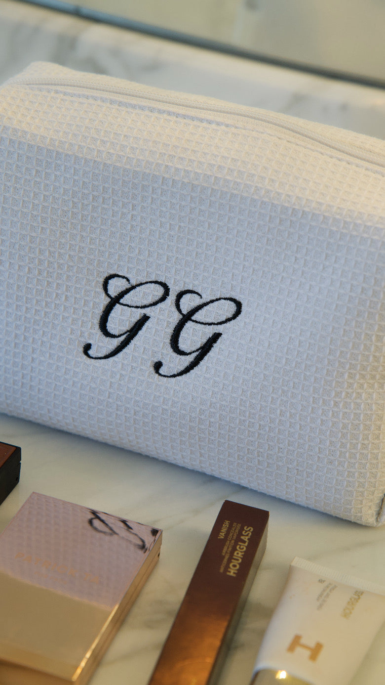 Large White Waffle Cosmetic Bag