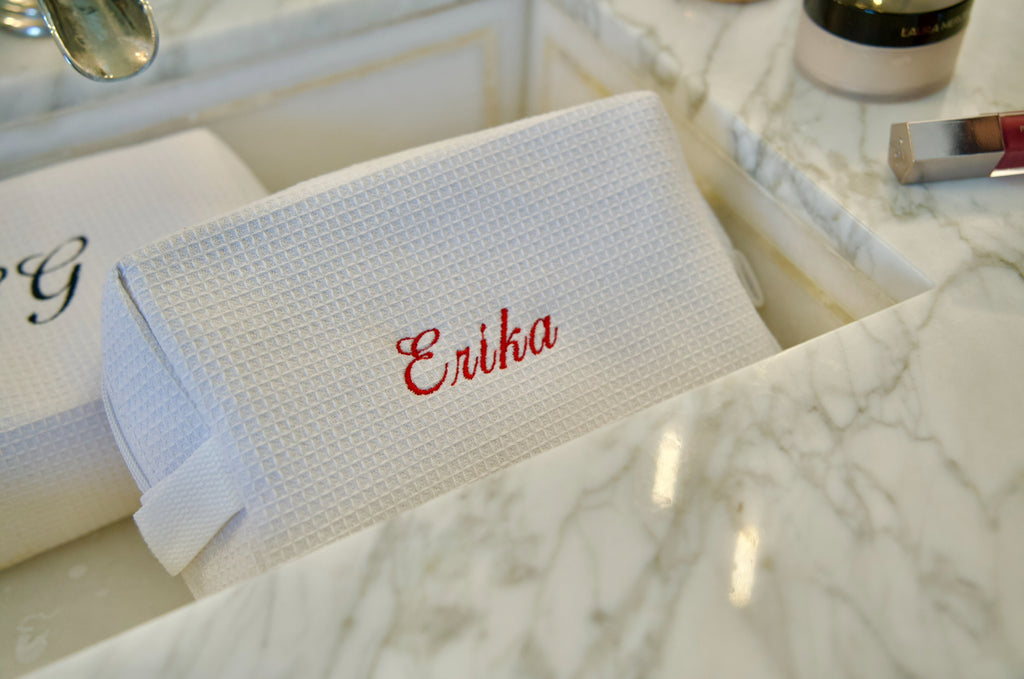 Large White Waffle Cosmetic Bag