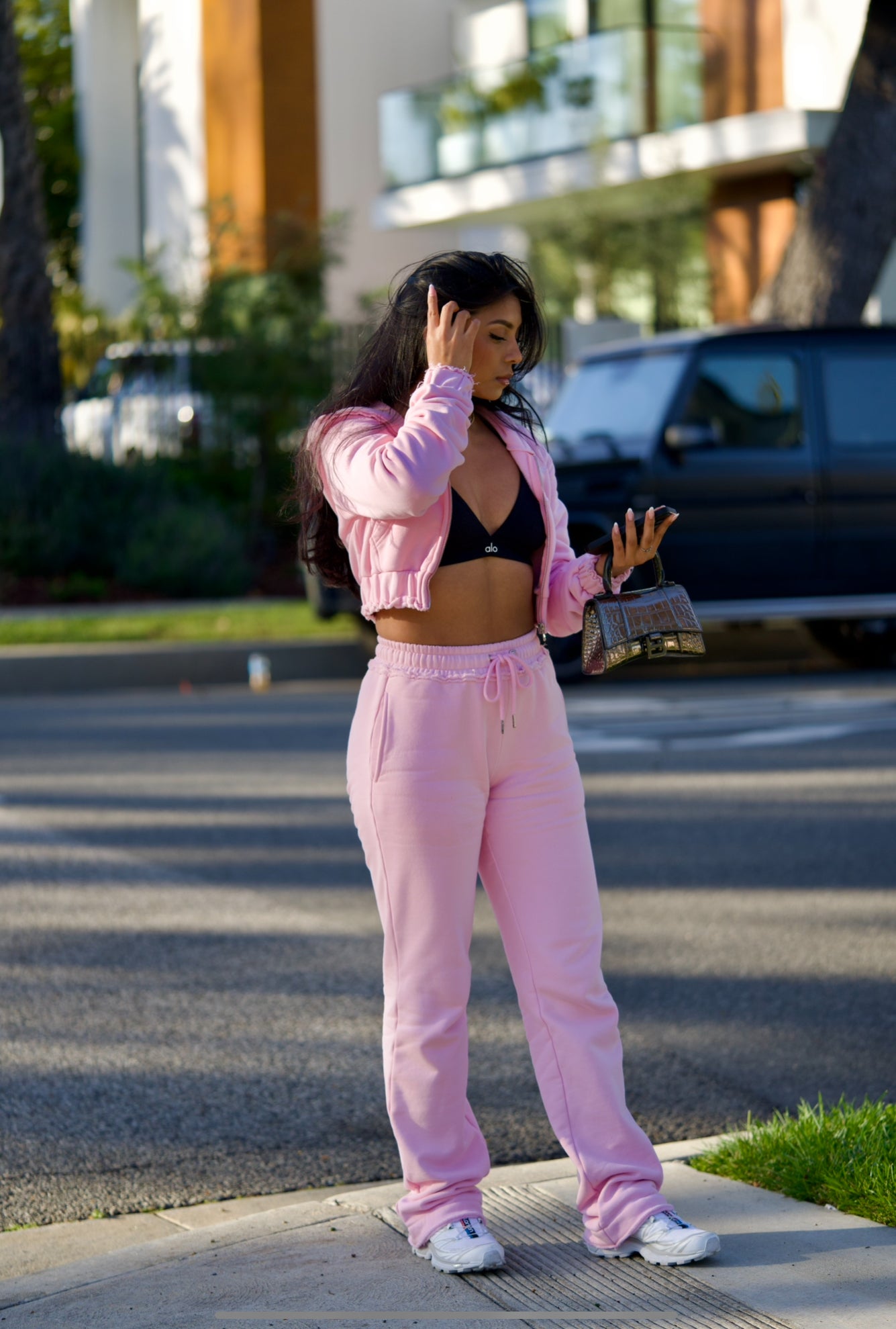 Pink Distressed Sweatpants